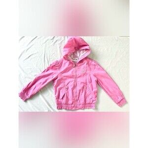 HangTen Kids Girls Pink Hooded Jacket Size 11 Lightweight Zip-Up Windbreaker